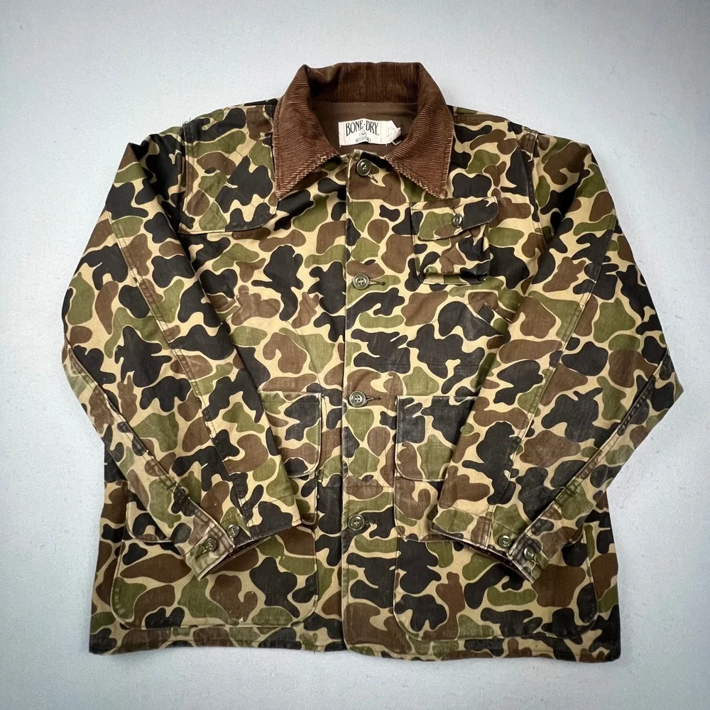 RedHead Bone-Dry Hunting Jacket Mens 44 Green Camo Corduroy Utility Field Coat